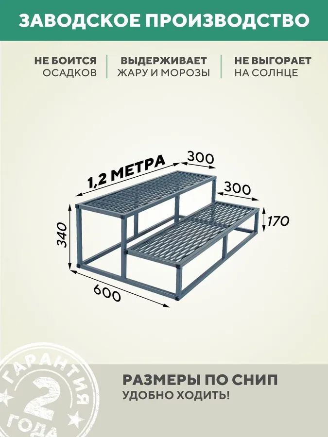 Крыльцо 2 ступени 1200 мм ПВЛ серый ступени для крыльца