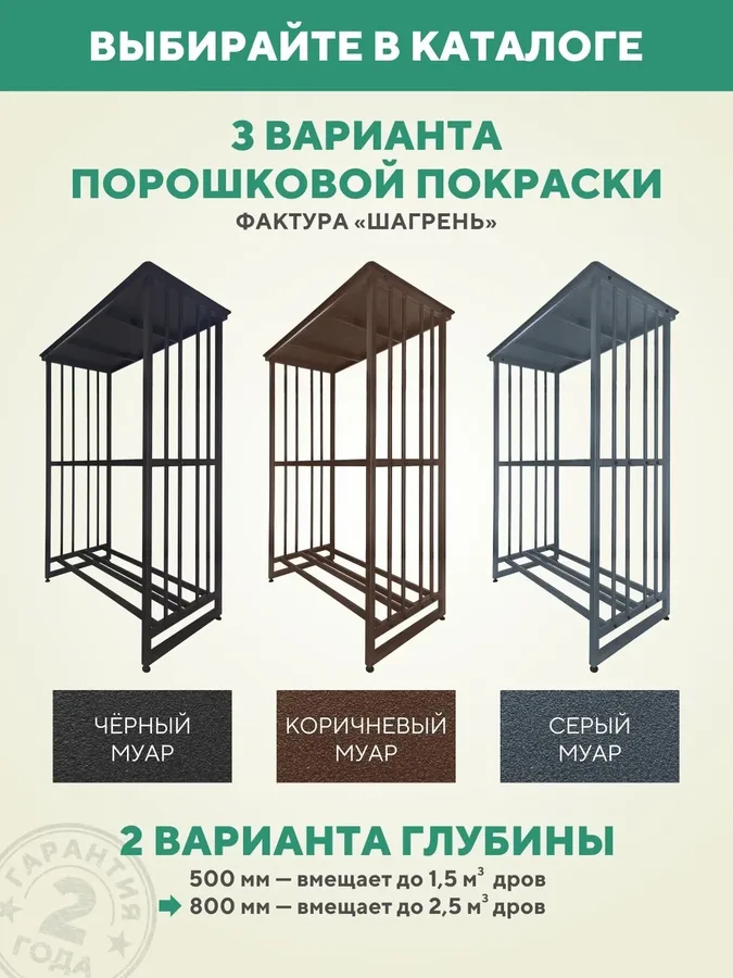 Дровница уличная металлическая с крышей. 1500х800х2000