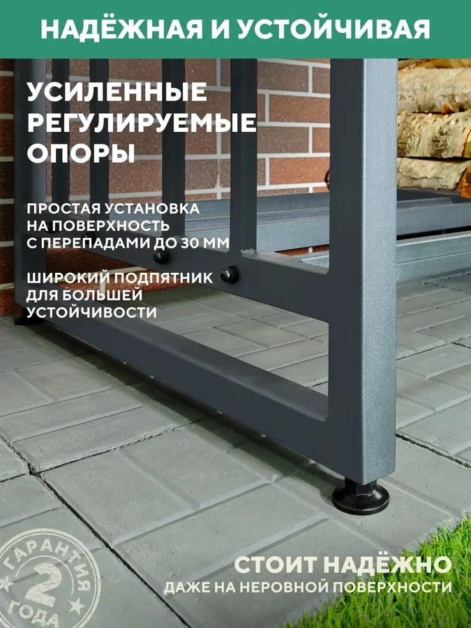 Дровница уличная с крышей металлическая 1500х800х2000, серый