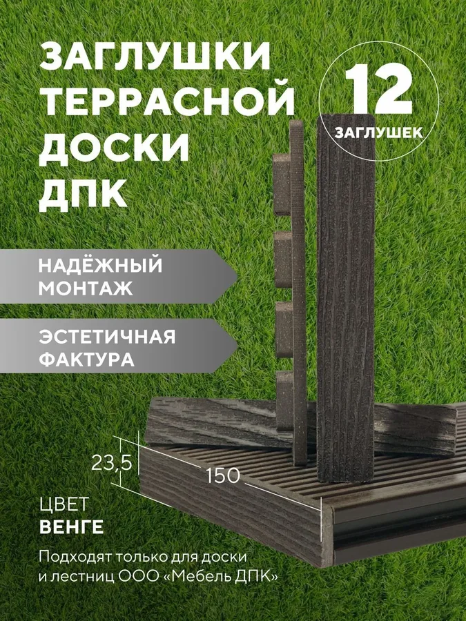 Заглушка террасной доски ДПК Венге, комплект 12 штук