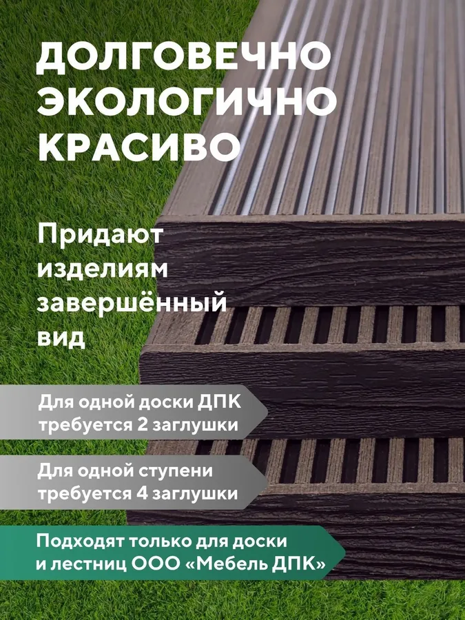 Заглушка террасной доски ДПК Венге, комплект 12 штук