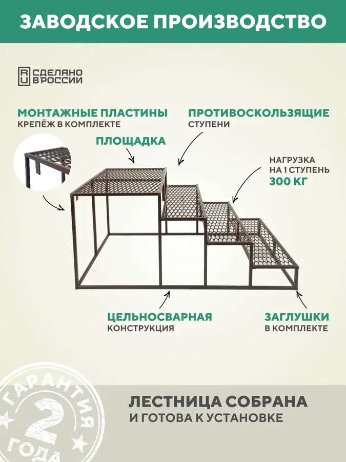 Детали металлического крыльца 1500 мм ПВЛ шоколад