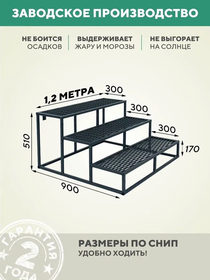 Лестница для крыльца 3 ступени 1500 мм ПВЛ черный