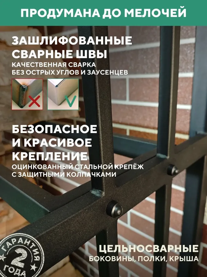 Дровница уличная металлическая с крышей. 1500х500х2000, черный