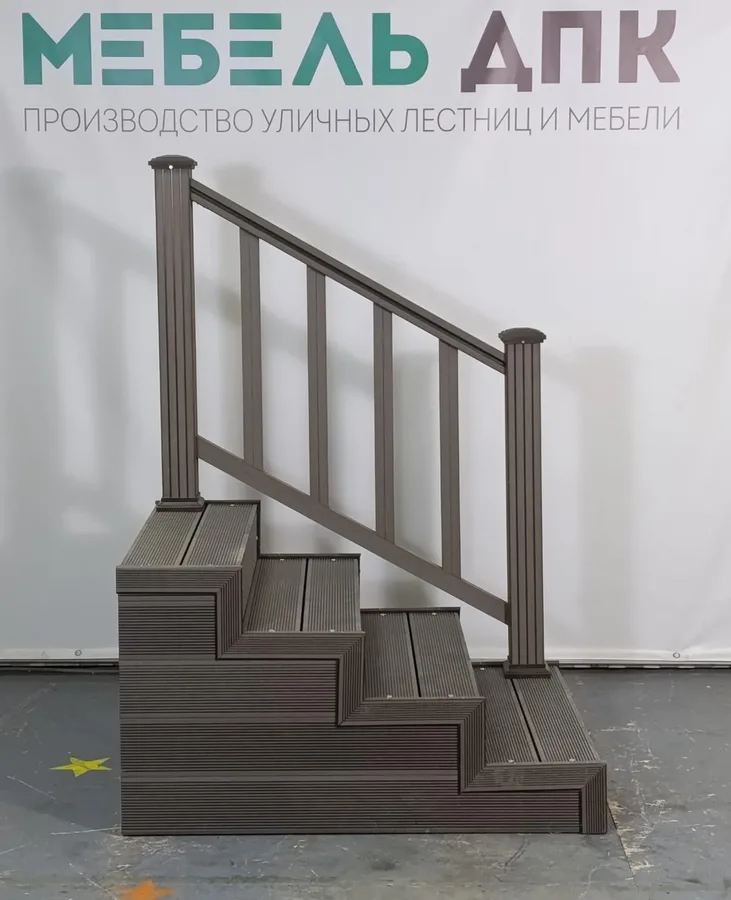 Лестница 4 ступени с перилами ДПК, ширина 1000 мм