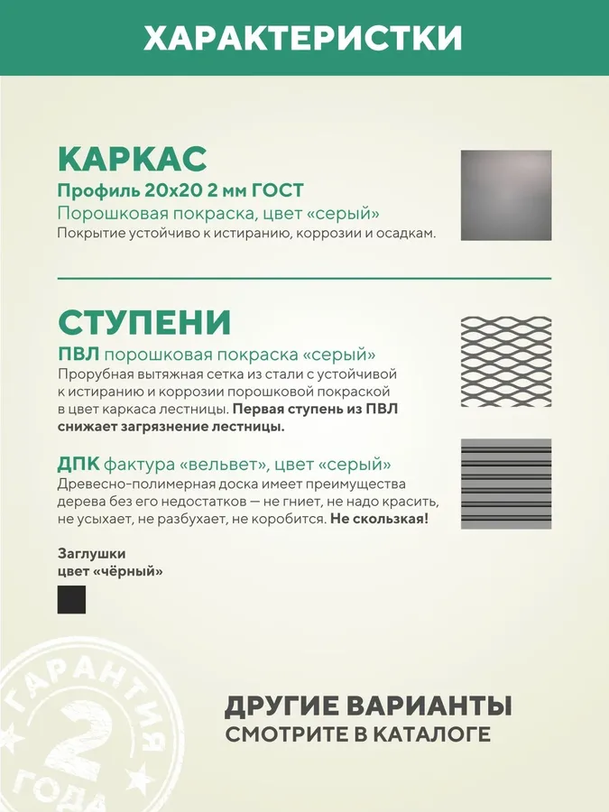 Лестница крыльцо 3 ступени 1200 мм ДПК Серый детали конструкции