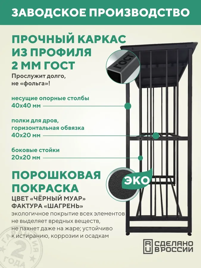 Дровница уличная металлическая с крышей. 1500х800х2000