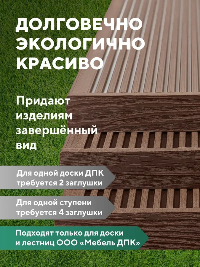 Заглушка террасной доски ДПК Коричневый, комплект 4 штуки
