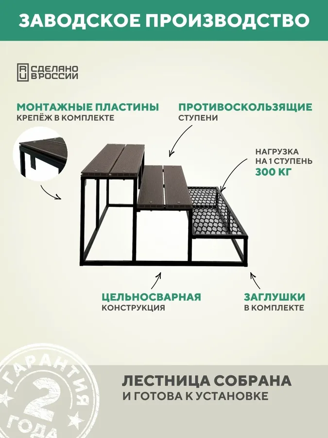 Лестница крыльцо 3 ступени 800 мм ДПК Венге детали конструкции