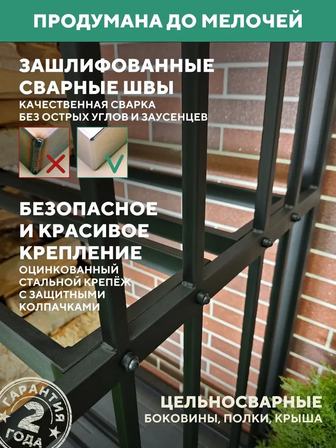 Дровница уличная металлическая с крышей. 1500х800х2000