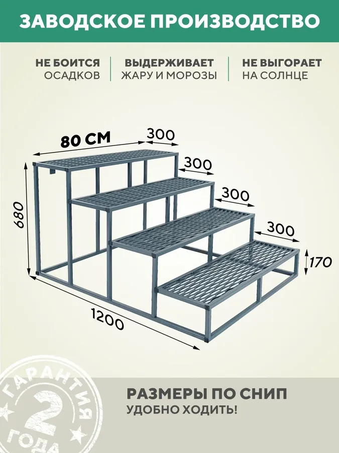 Металлическое крыльцо 800 мм ПВЛ серый для крыльца к дому