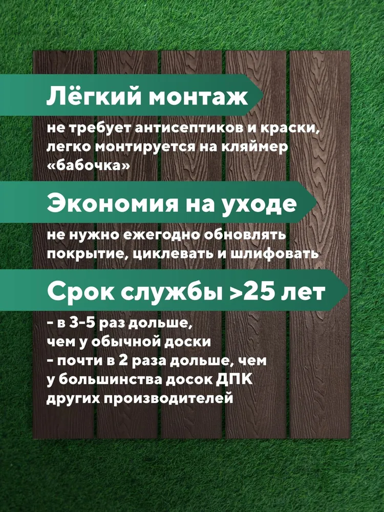 Террасная доска "Свабрика" 3D-фактура 150 мм, цвет венге
