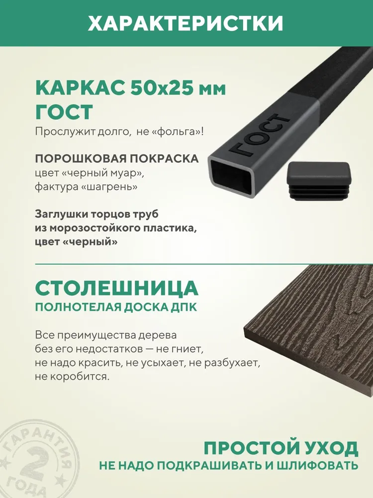 Стол садовый металлический, для дачи Соната 1500х730Х780