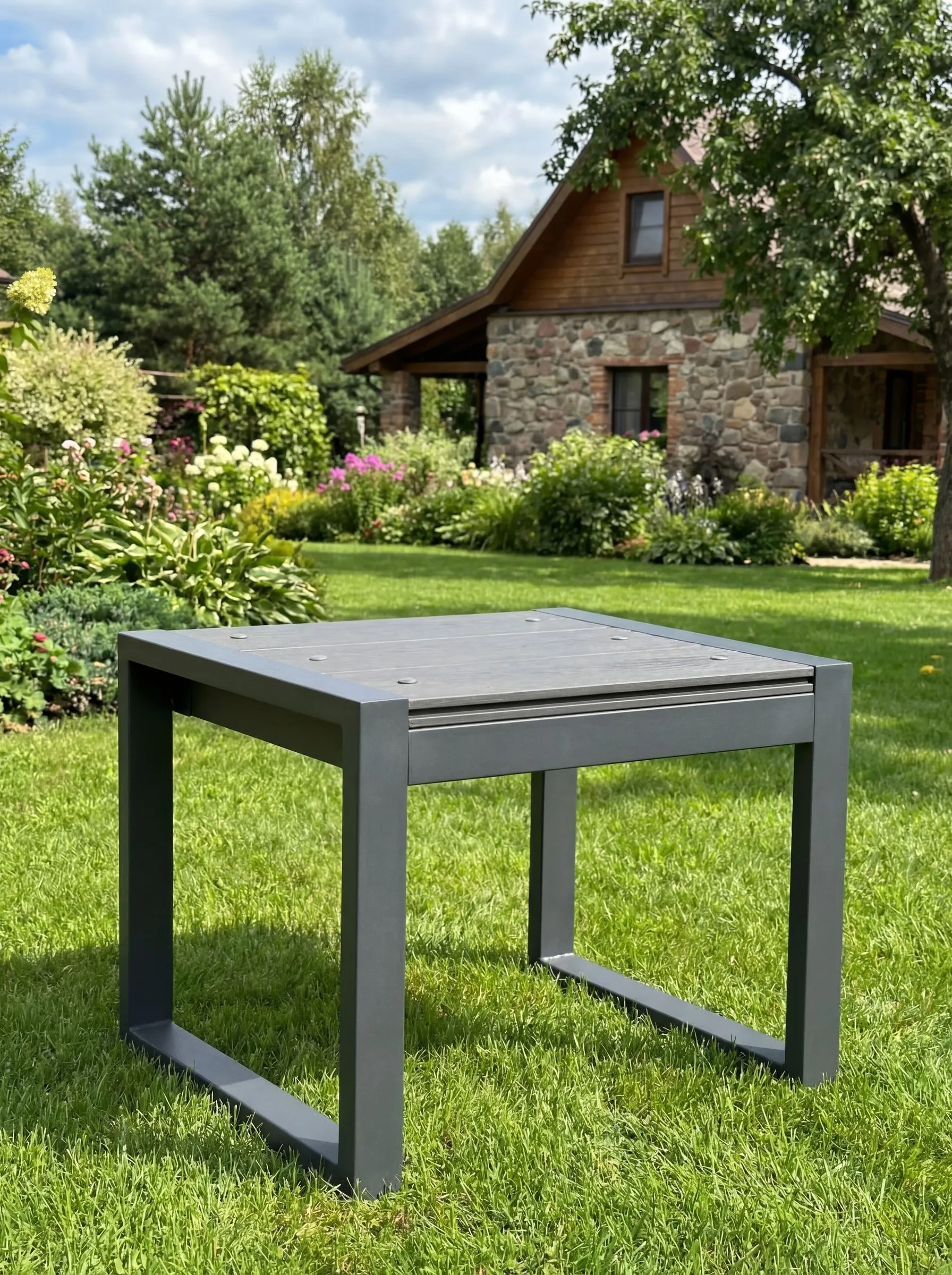 Табурет столик садовый, из ДПК Баритон 560Х460Х460, цвет Серый