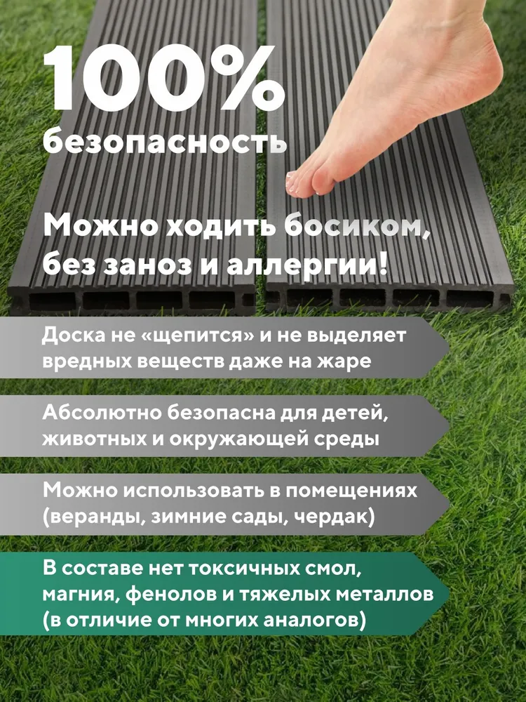 Террасная доска "Свабрика" Вельвет 150 мм, цвет серый
