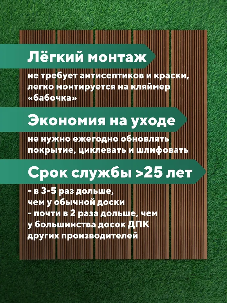 Террасная доска "Свабрика" Вельвет 150 мм, цвет коричневый