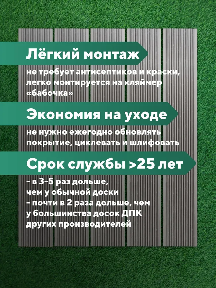 Террасная доска "Свабрика" Вельвет 150 мм, цвет серый