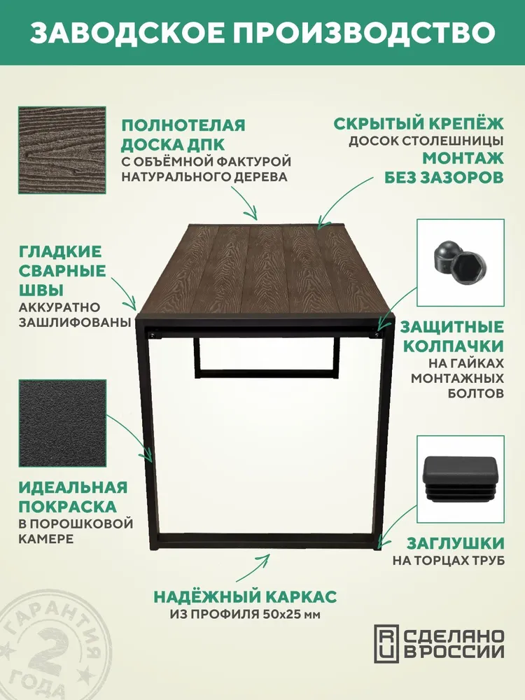 Стол садовый металлический, для дачи Соната 1500х730Х780